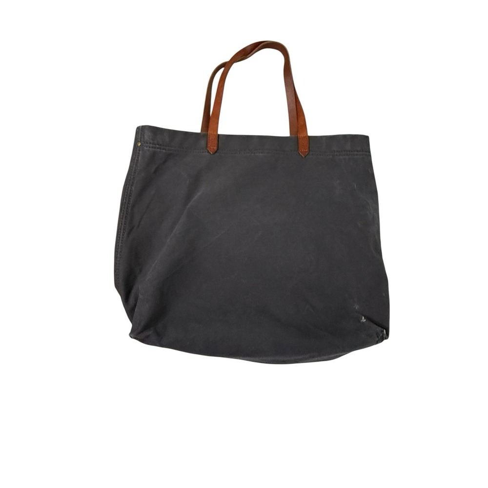Madewell The Transport Canvas Leather Large Tote Crossbody Bag Gray Boho travel